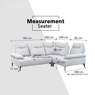 Felize Fabric Adjustable Backrest Corner Sofa by Esteller (Pet Friendly & Easy Clean)