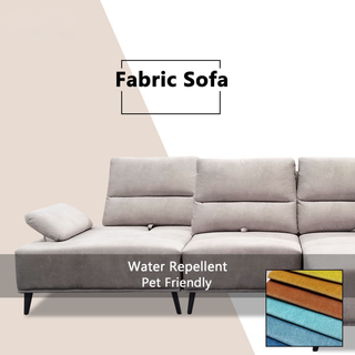 Norric Fabric Adjustable Backrest & Armrest L-Shaped Sofa by Esteller (Pet Friendly & Easy Clean)