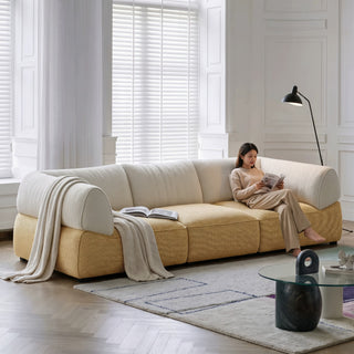 Two-tone cotton-linen sofa in a living room