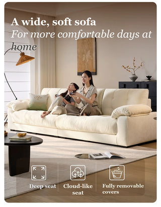 A wide, soft sofa