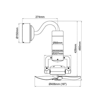 Megafurniture | Acorn Corner Fan DC-360-SG (16") | Ceiling Fan