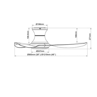 Megafurniture | Acorn Voga Ceiling Fan with Light DC-368H-SG (38"/48") | Ceiling Fan