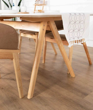 Megafurniture | Adalius Wooden Dining Table with Marbled Granite Top (200cm) | Dining Table