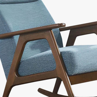 Megafurniture | Andreus Blue Fabric Wooden Rocking Chair with Ottoman | Rocking Chair