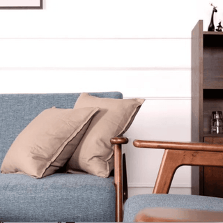 Megafurniture | Andreus Blue Fabric Wooden Sofa | Wooden Sofa