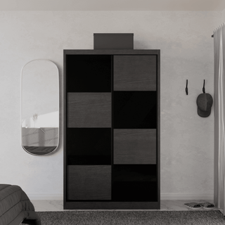 Megafurniture | Angelina Modular Wardrobe (Dark Oak with Black Glass) | Modular Wardrobe