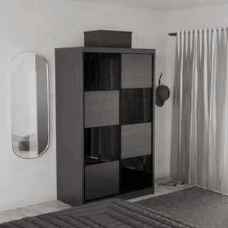 Megafurniture | Angelina Modular Wardrobe (Dark Oak with Black Glass) | Modular Wardrobe