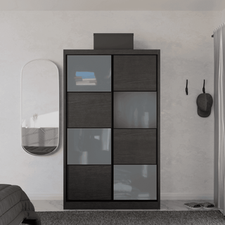 Megafurniture | Angelina Modular Wardrobe (Dark Oak with Frosted Glass) | Modular Wardrobe