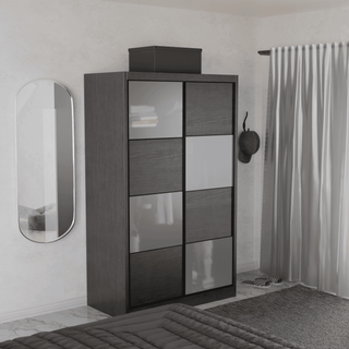 Megafurniture | Angelina Modular Wardrobe (Dark Oak with Frosted Glass) | Modular Wardrobe