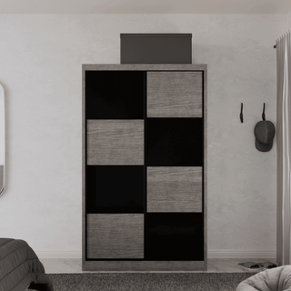 Megafurniture | Angelina Modular Wardrobe (Light Oak with Black Glass) | Modular Wardrobe