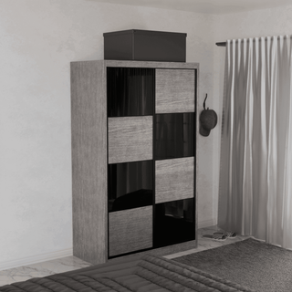 Megafurniture | Angelina Modular Wardrobe (Light Oak with Black Glass) | Modular Wardrobe