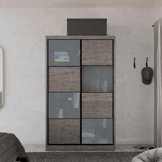 Megafurniture | Angelina Modular Wardrobe (Light Oak with Frosted Glass) | Modular Wardrobe