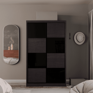 Megafurniture | Angelina Modular Wardrobe (Walnut with Black Glass) | Modular Wardrobe