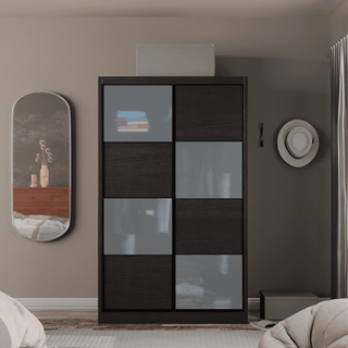 Megafurniture | Angelina Modular Wardrobe (Walnut with Frosted Glass) | Modular Wardrobe