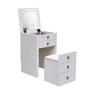 Megafurniture | Aquina Off White Dressing Table with Dressing Stool | Dressing Table