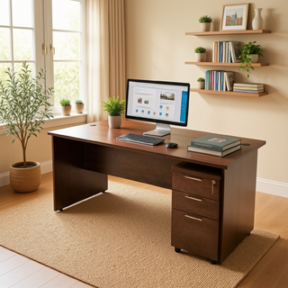 Aries Curved Study Table (180cm) with Mobile Pedestal