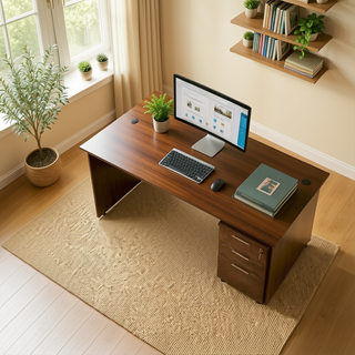 Aries Curved Study Table (180cm) with Mobile Pedestal
