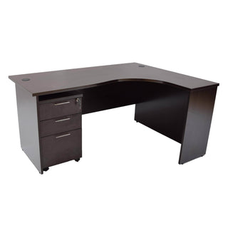 Megafurniture | Aries L Shape Study Table with Mobile Pedestal (160cm) | Study Table