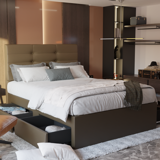 Arlen Faux Leather Drawer Bed Frame