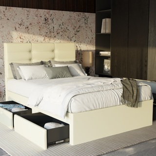 Arlen Faux Leather Drawer Bed Frame