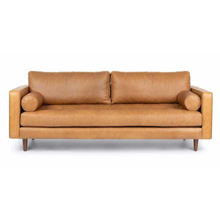 Ashla Light Brown Faux Leather Sofa