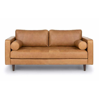 Ashla Light Brown Faux Leather Sofa