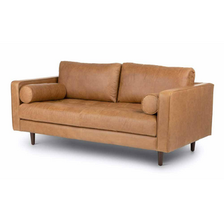 Ashla Light Brown Faux Leather Sofa