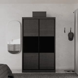 Megafurniture | Audrey Modular Wardrobe (Dark Oak with Black Glass) | Modular Wardrobe
