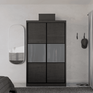Megafurniture | Audrey Modular Wardrobe (Dark Oak with Frosted Glass) | Modular Wardrobe