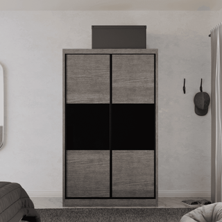 Megafurniture | Audrey Modular Wardrobe (Light Oak with Black Glass) | Modular Wardrobe