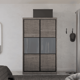 Megafurniture | Audrey Modular Wardrobe (Light Oak with Frosted Glass) | Modular Wardrobe