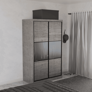 Megafurniture | Audrey Modular Wardrobe (Light Oak with Frosted Glass) | Modular Wardrobe