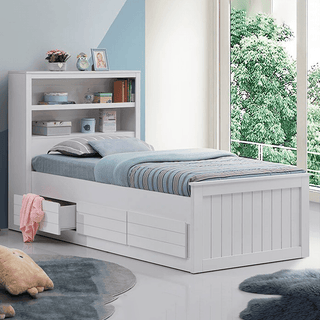 Megafurniture | Avisa White Drawer Bed (Single Size) | Wooden Bed Frame