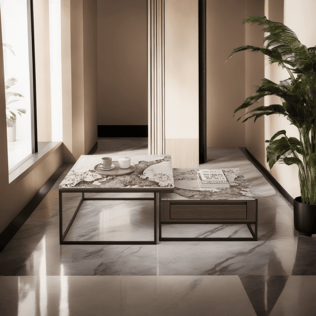 Azeriel Glossy Sintered Stone Square Nesting Coffee Table – Megafurniture