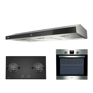 Megafurniture | [BUNDLE] Hafele 90cm 3 Speed Slim Hood 538.86.103 + Hafele 80cm 2 Burner (PUB) Gas Hob 538.01.946 + Hafele Self Clean 60L Oven 536.07.490 | Kitchen Bundles