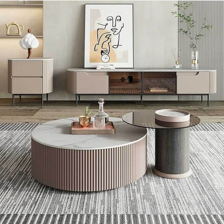 Megafurniture | Bellatrix Glossy Sintered Stone Nesting Coffee Table | Coffee Table