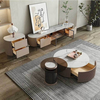 Megafurniture | Bellatrix Glossy Sintered Stone Nesting Coffee Table | Coffee Table