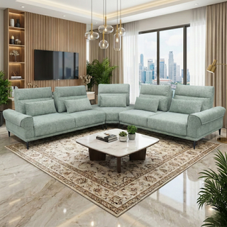 Burvon Fabric Adjustable Backrest Corner Sofa by Esteller (Pet Friendly & Easy Clean)