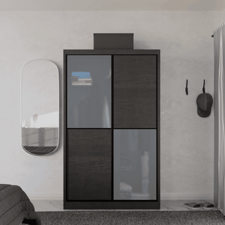 Megafurniture | Caroline Modular Wardrobe (Dark Oak with Frosted Glass) | Modular Wardrobe