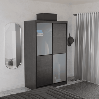 Megafurniture | Caroline Modular Wardrobe (Dark Oak with Frosted Glass) | Modular Wardrobe