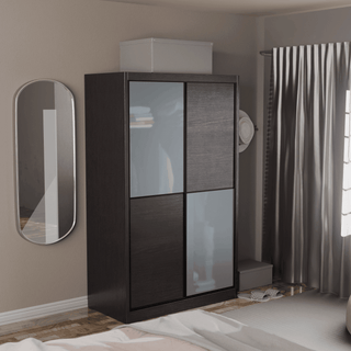 Megafurniture | Caroline Modular Wardrobe (Walnut with Frosted Glass) | Modular Wardrobe