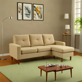 Caruso Beige Fabric L-Shape Sofa