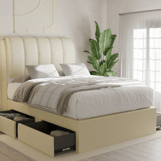 Megafurniture | Corave Faux Leather Drawer Bed Frame | Drawer Bed