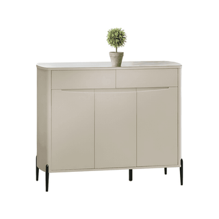 Megafurniture | Corinne 3 Door Shoe Cabinet with Tempered Glass Top | Shoe Cabinet