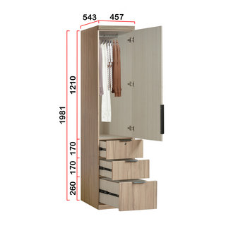 Kerris Single Door Open Wardrobe (Solid Plywood)