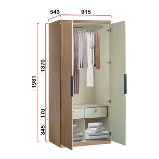 Kerris 2 Door Open Wardrobe (Solid Plywood)