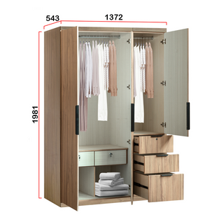 Kerris 3 Door Open Wardrobe (Solid Plywood)