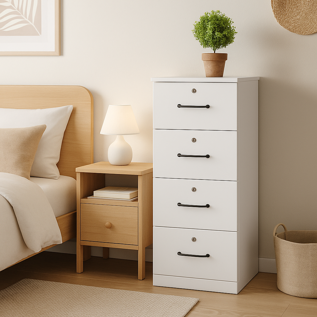 Brookson White Chest Of Drawer (40cm) – Megafurniture