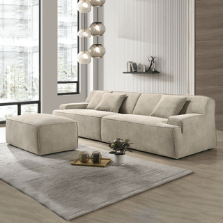 Elara Velvet Fabric Sofa + Stool (Pet Friendly)