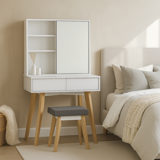 Xandra White Dressing Table with Stool (80cm)